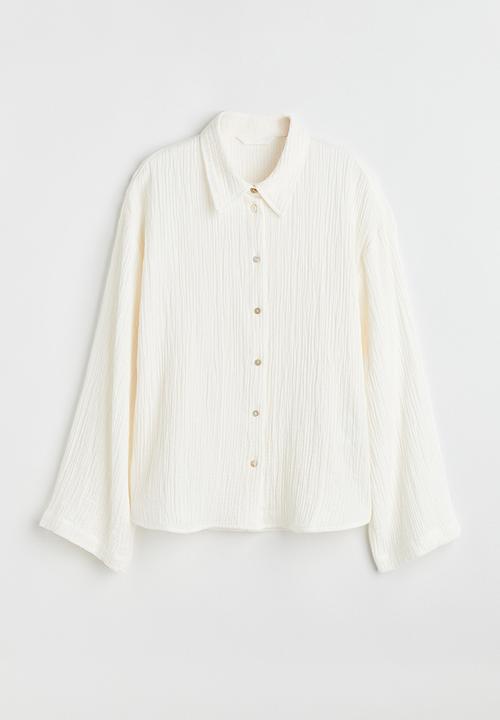 H&M - Crinkled cotton shirt - cream
