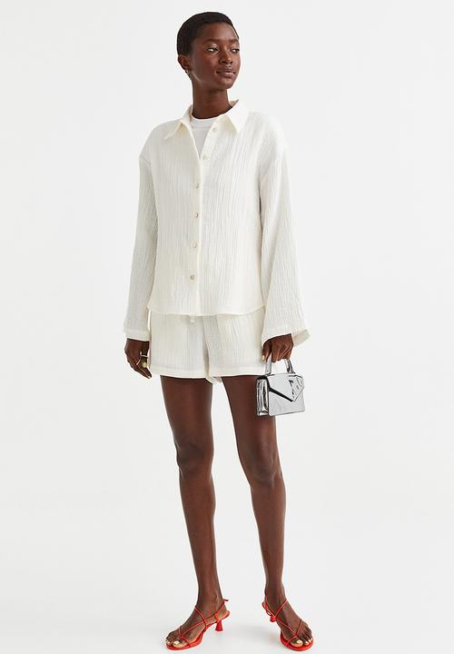 H&M - Crinkled cotton shirt - cream