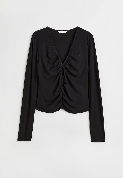 H&M - Short gathered top - black