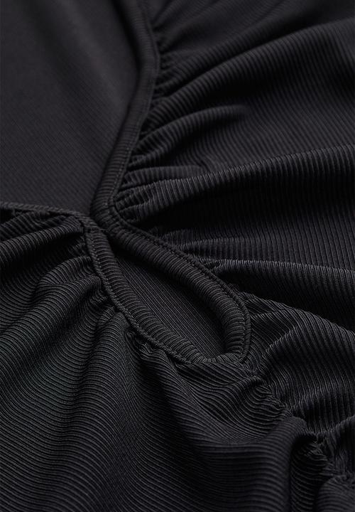 H&M - Short gathered top - black