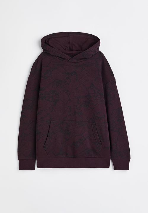 Oversized hoodie plum/patterned 1095961006 H&M Tops