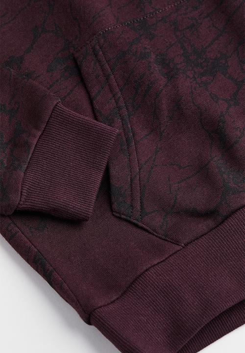 H&M - Oversized hoodie - plum/patterned