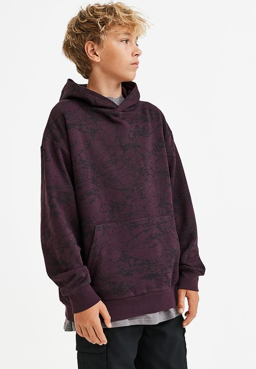 H&M - Oversized hoodie - plum/patterned