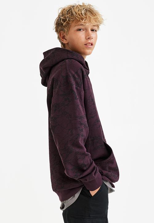 H&M - Oversized hoodie - plum/patterned