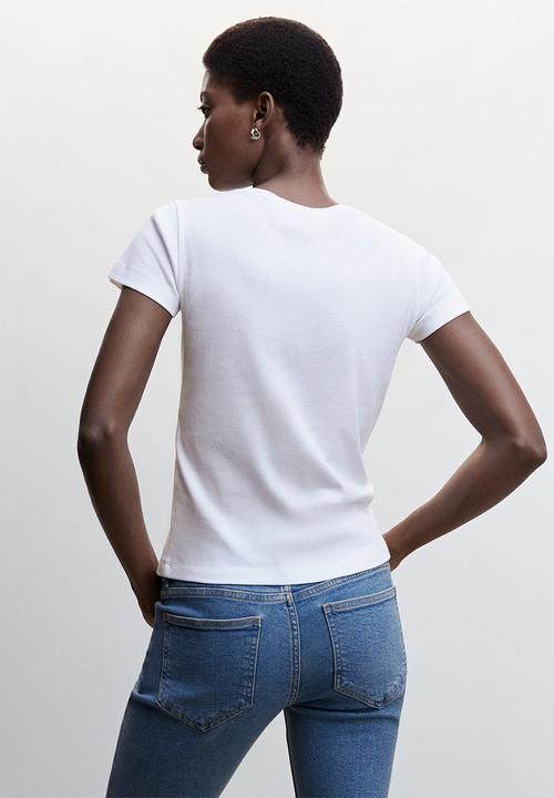 MANGO - T-SHIRT DOOR - white