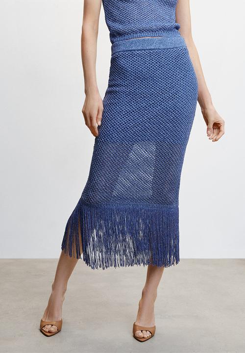 MANGO - Skirt reks - mid blue