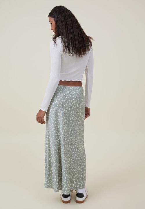 Cotton On - Picot maxi slip skirt - marlo ditsy tinted sage