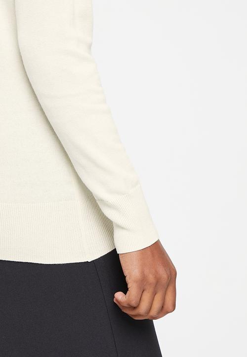 POLO - Wmn cotton long sleeve poloneck - ecru