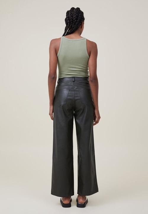Cotton On - Arden faux leather pant - deep green