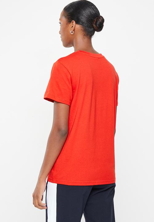 POLO - Wmn colour block sequin short sleeve t-shirt - red