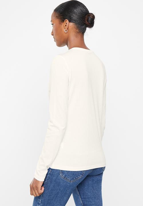 POLO - Wmn nailhead ls t-shirt - ecru