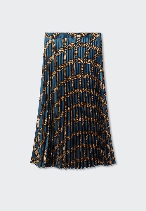 MANGO - Skirt katea - mid blue