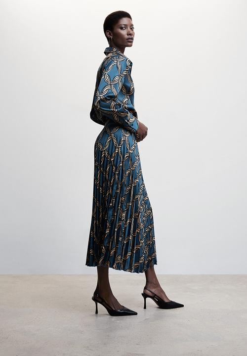 MANGO - Skirt katea - mid blue