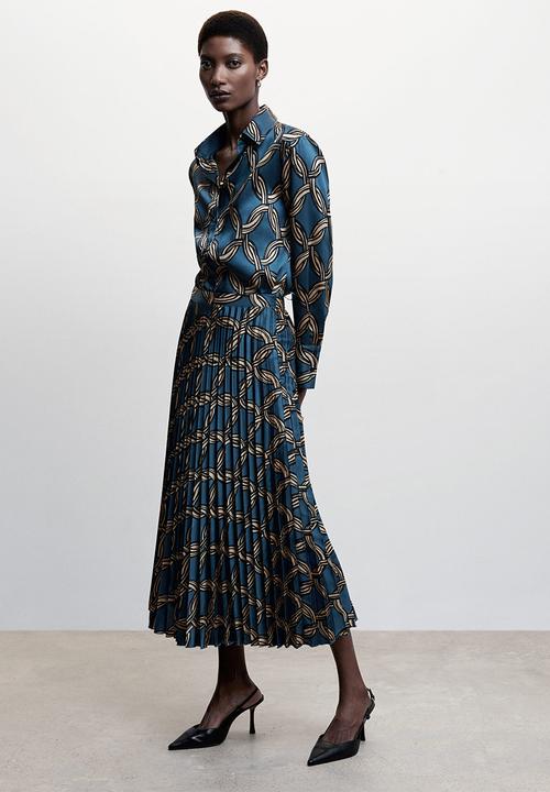 MANGO - Skirt katea - mid blue
