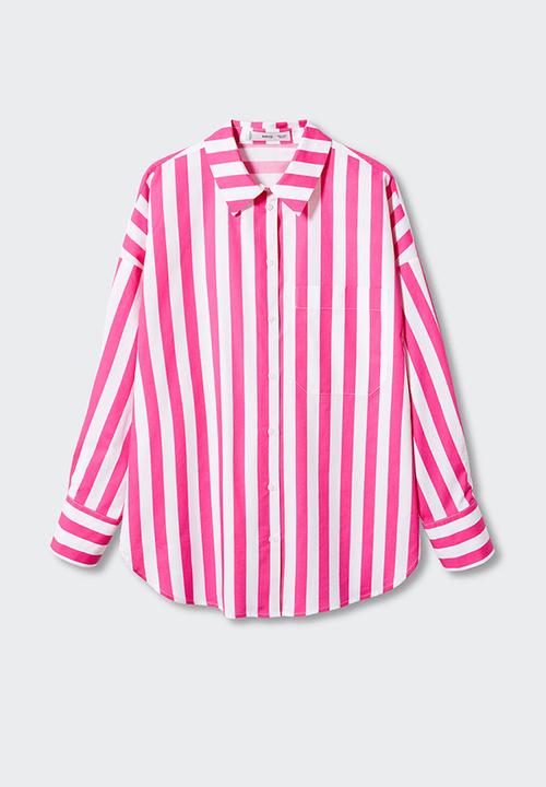 MANGO - Shirt kodak - pink & white 