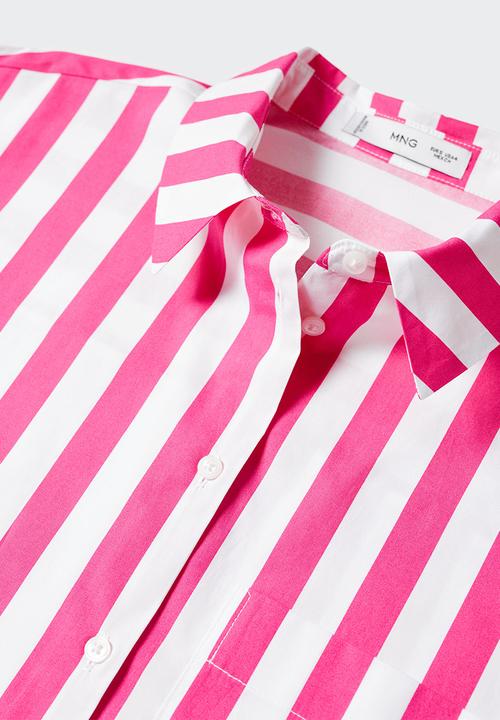 MANGO - Shirt kodak - pink & white 
