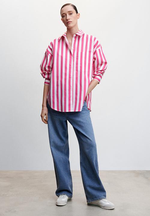 MANGO - Shirt kodak - pink & white 