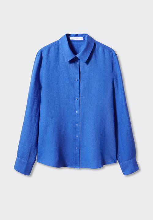 MANGO - Shirt lino - mid blue