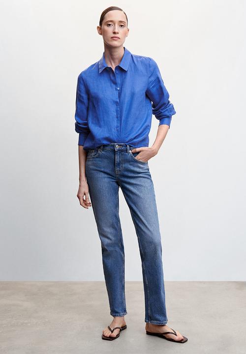 MANGO - Shirt lino - mid blue