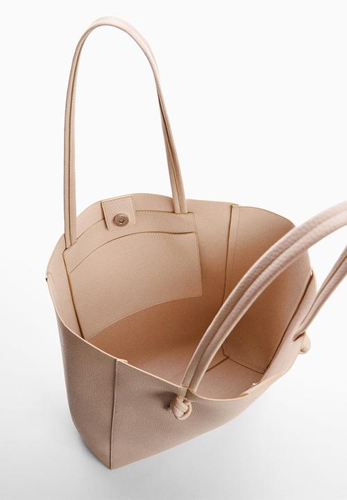 MANGO - Knot handle shopper bag - off white