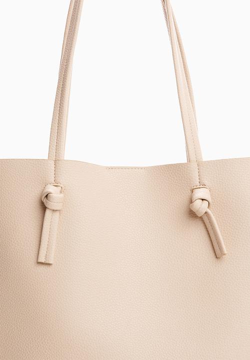 MANGO - Knot handle shopper bag - off white