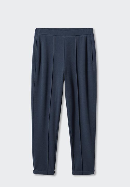 MANGO - Trousers pique - navy