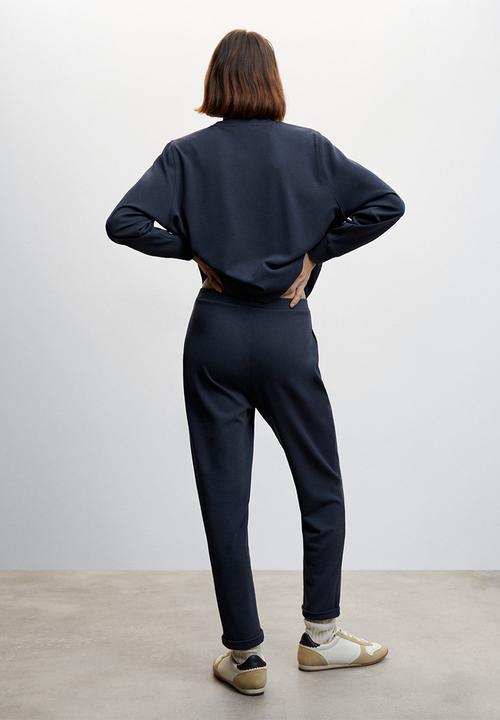 MANGO - Trousers pique - navy