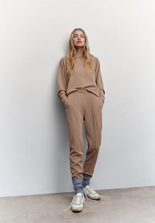 MANGO - Trousers pique - light beige
