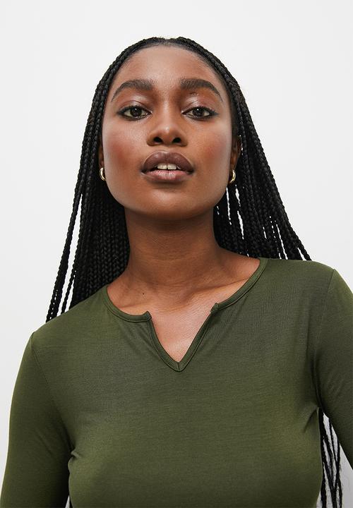 Blake - 2-Pack notch neck tee - light grey melange & fatigue