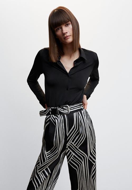 MANGO - Trousers diamond - black