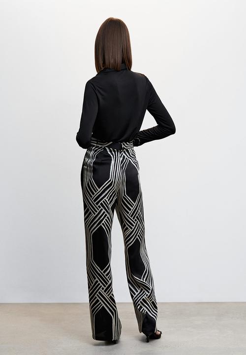 MANGO - Trousers diamond - black