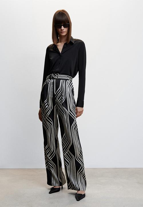MANGO - Trousers diamond - black