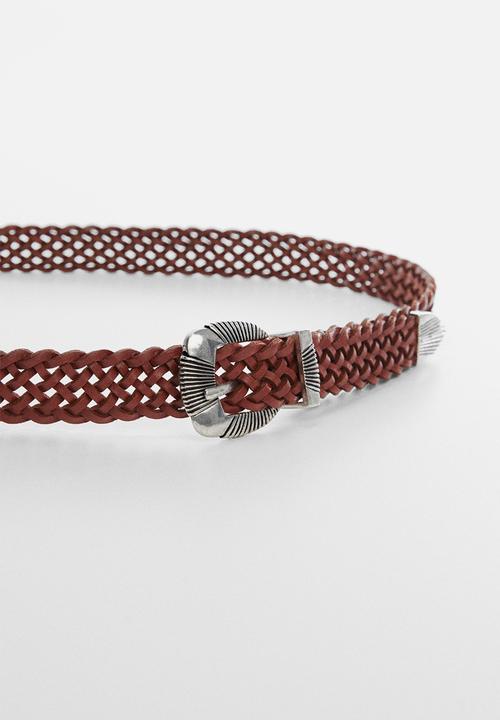 MANGO - Belt braid - brown