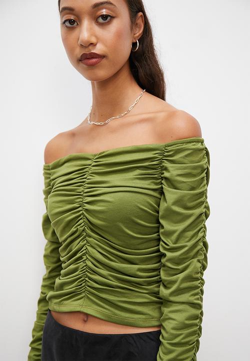 Superbalist - Off the shoulder ruching top - khaki