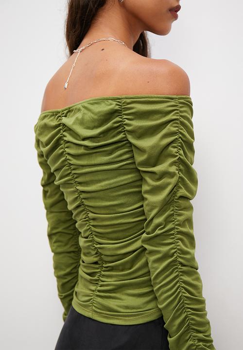 Superbalist - Off the shoulder ruching top - khaki