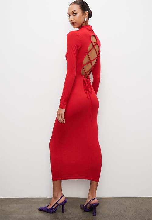 Superbalist - Open back column dress - red