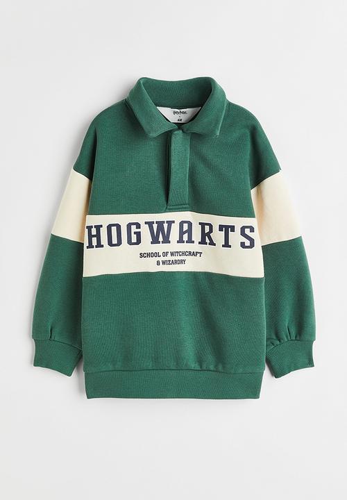 H&M - Collared sweatshirt with a print motif - green/hogwarts