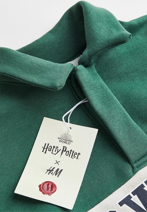 H&M - Collared sweatshirt with a print motif - green/hogwarts