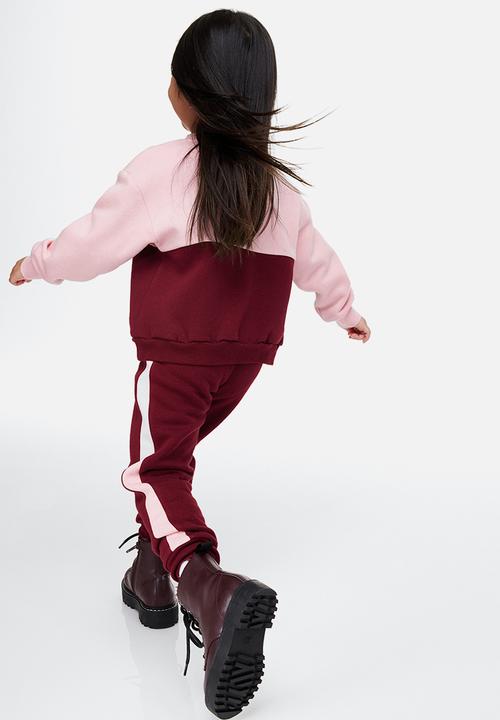 H&M - 2-Piece sweatshirt set - dark red/light pink