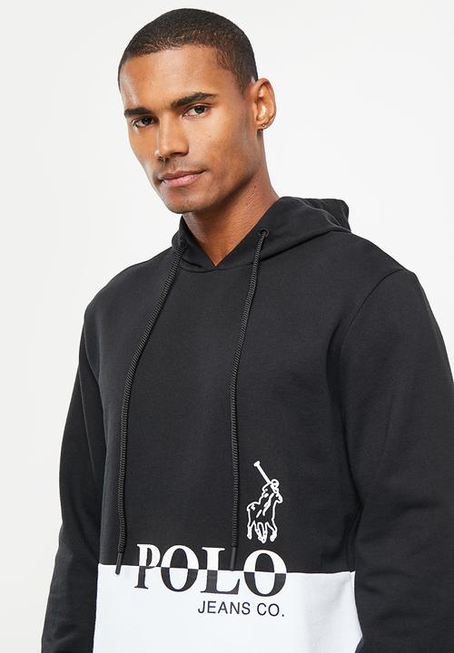 POLO - Men pjc hooded long sleeve sweat top - black