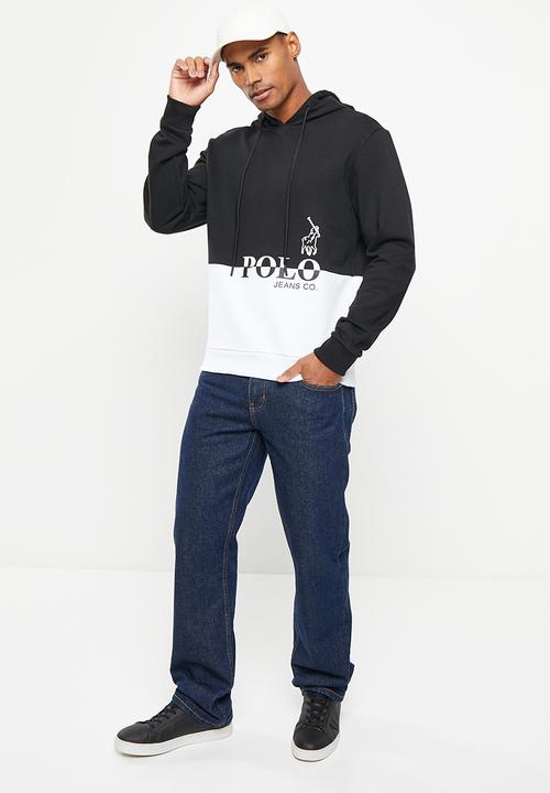 POLO - Men pjc hooded long sleeve sweat top - black
