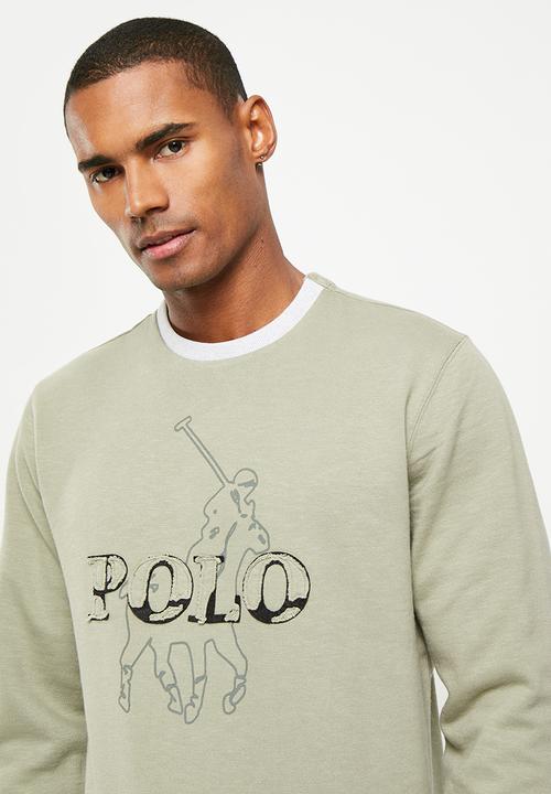 POLO - Mens applique long sleeve sweat - fatigue