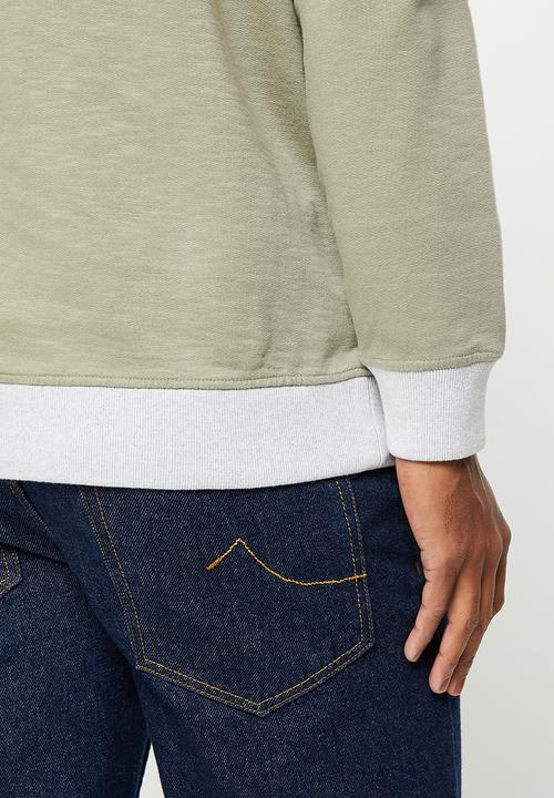 POLO - Mens applique long sleeve sweat - fatigue