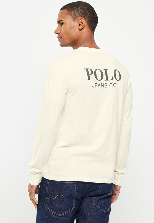 POLO - Mens pjc overdyed printed long sleeve tee - stone