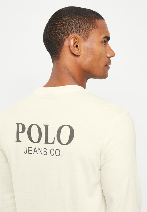 POLO - Mens pjc overdyed printed long sleeve tee - stone