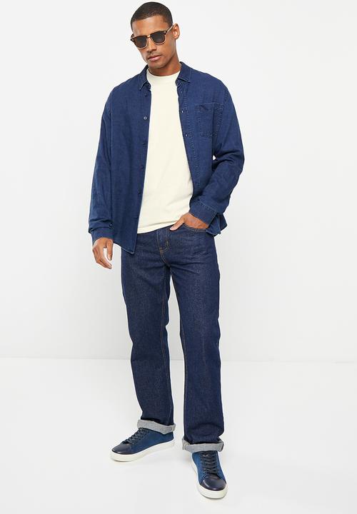 POLO - Mens pjc overdyed printed long sleeve tee - stone
