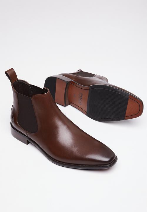 POLO - Low rise chelsea leather boot - brown