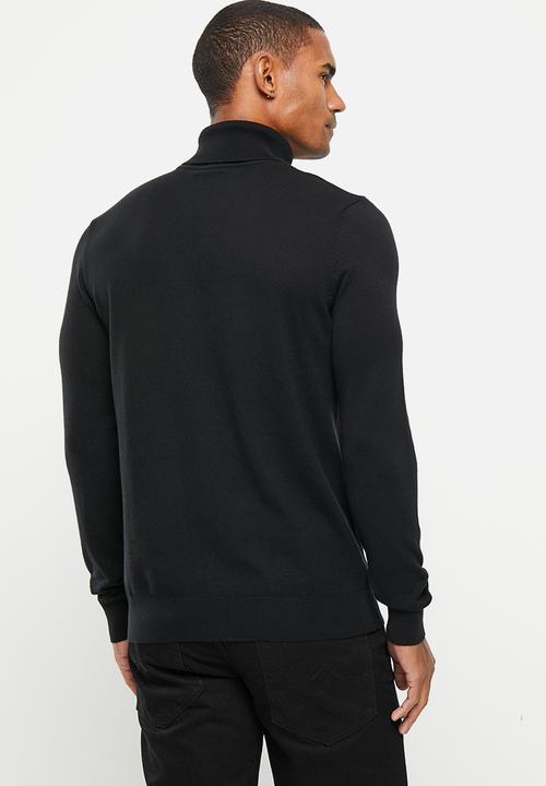 POLO - Mens long sleeve roll neck - black