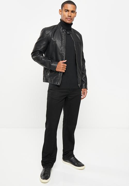 POLO - Mens long sleeve roll neck - black