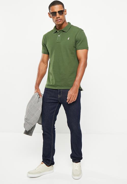 POLO - Mens pique short sleeve golfer - fatigue